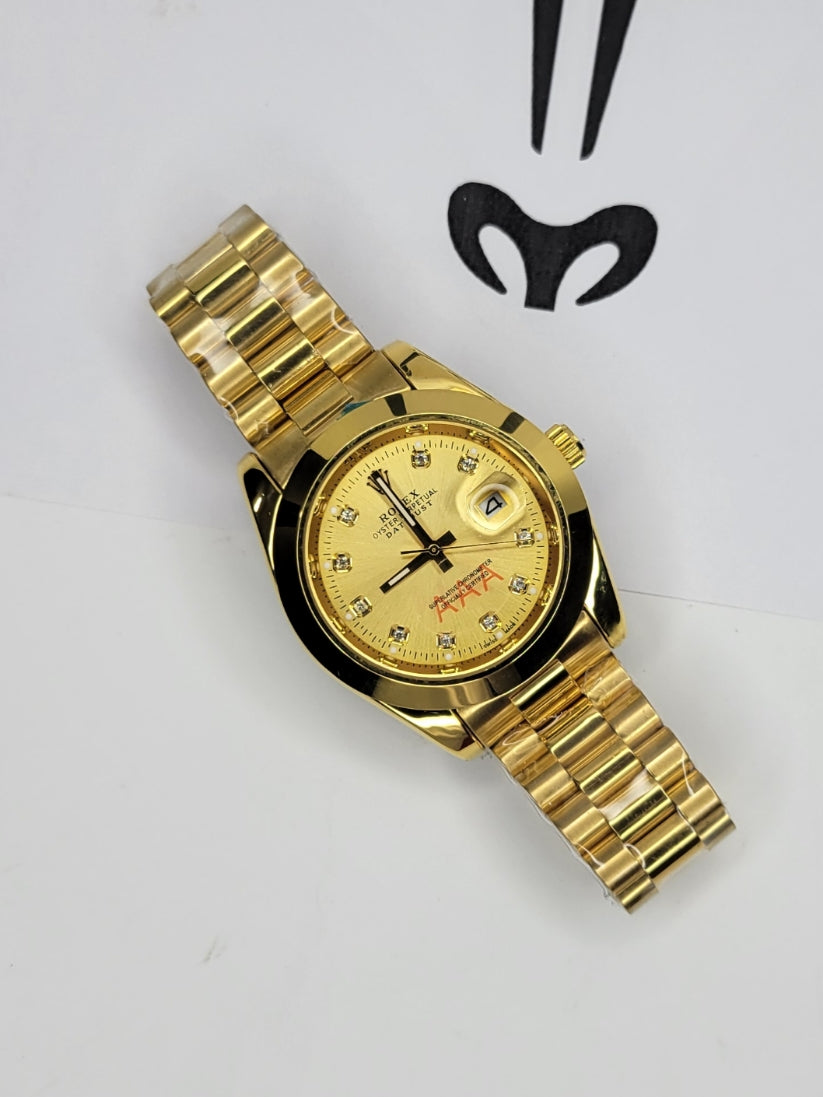 RLX Gold Watch with Date Display
