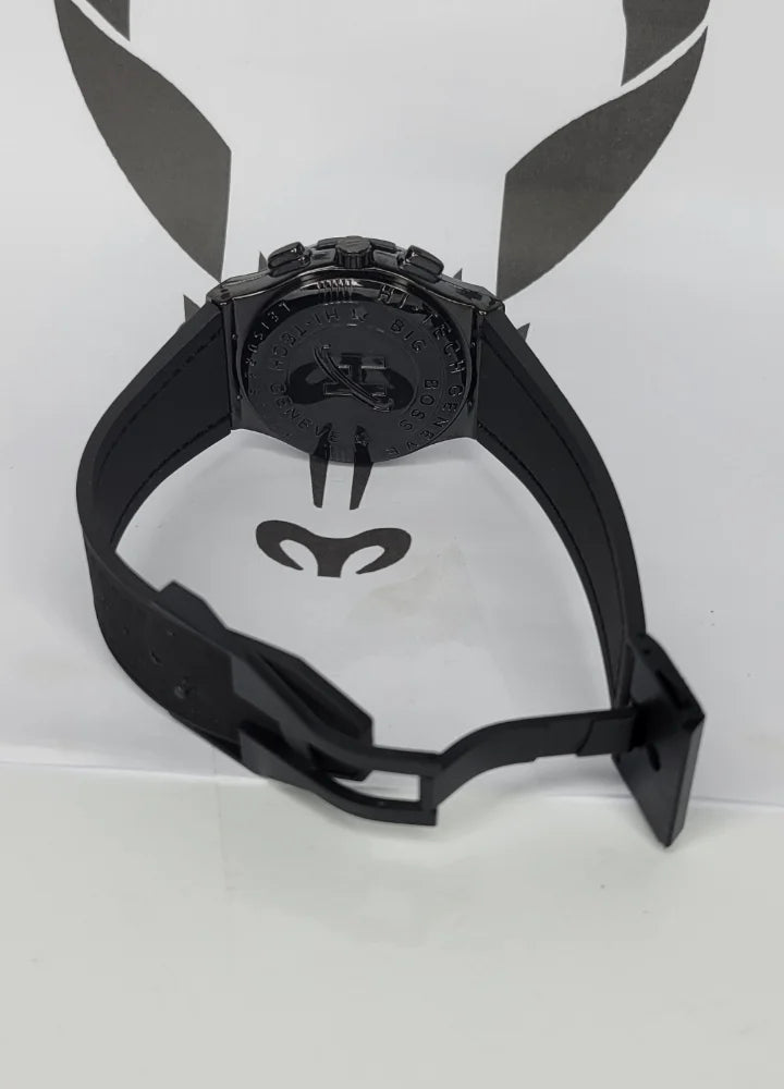 Black Mechanical Look Watch with Functional Date Display