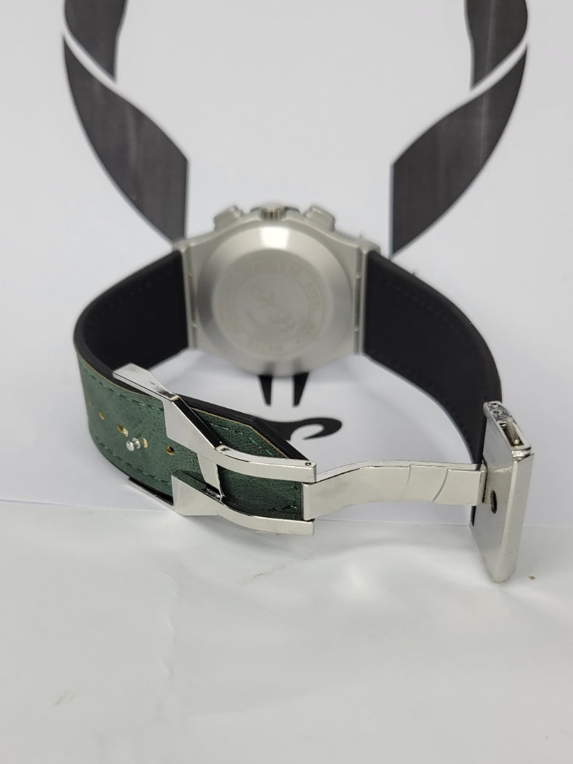 Hubl*t Green Aura Watch with Leather strap