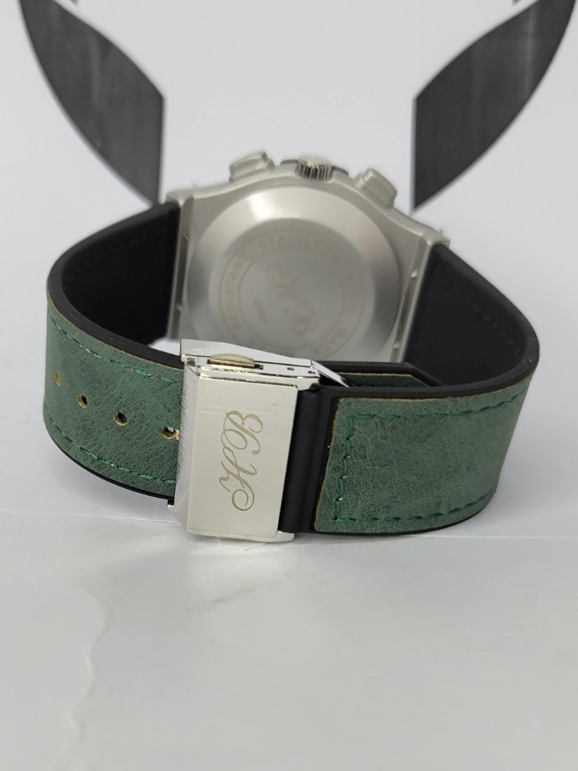 Hubl*t Green Aura Watch with Leather strap